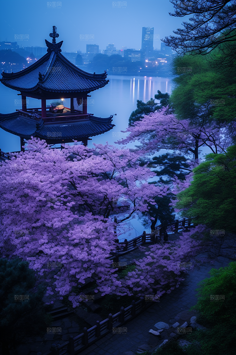 杭州城市风光地标旅行摄影图