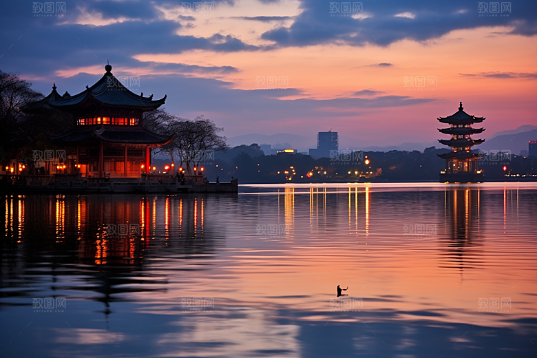 杭州城市风光景色高清摄影图