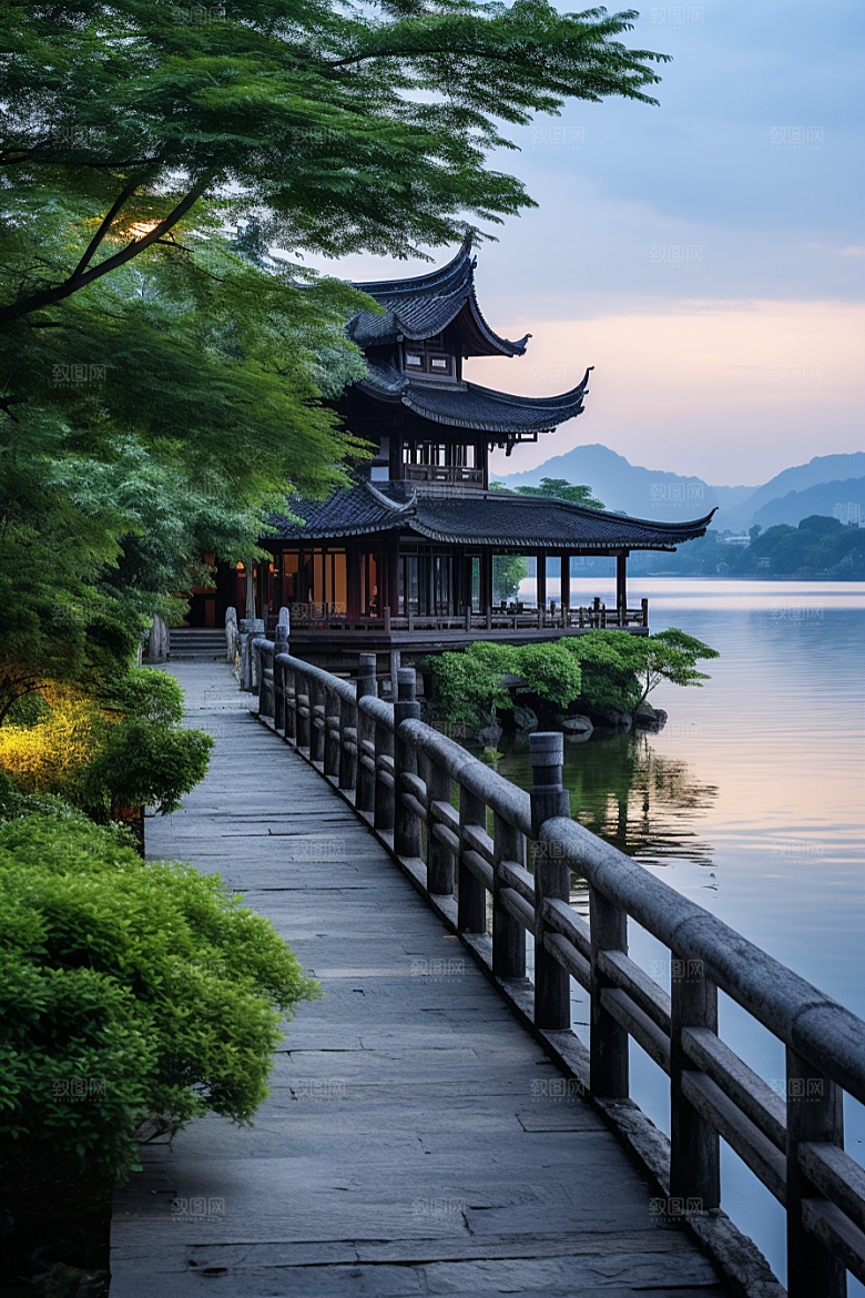 杭州城市风光风景地标摄影图