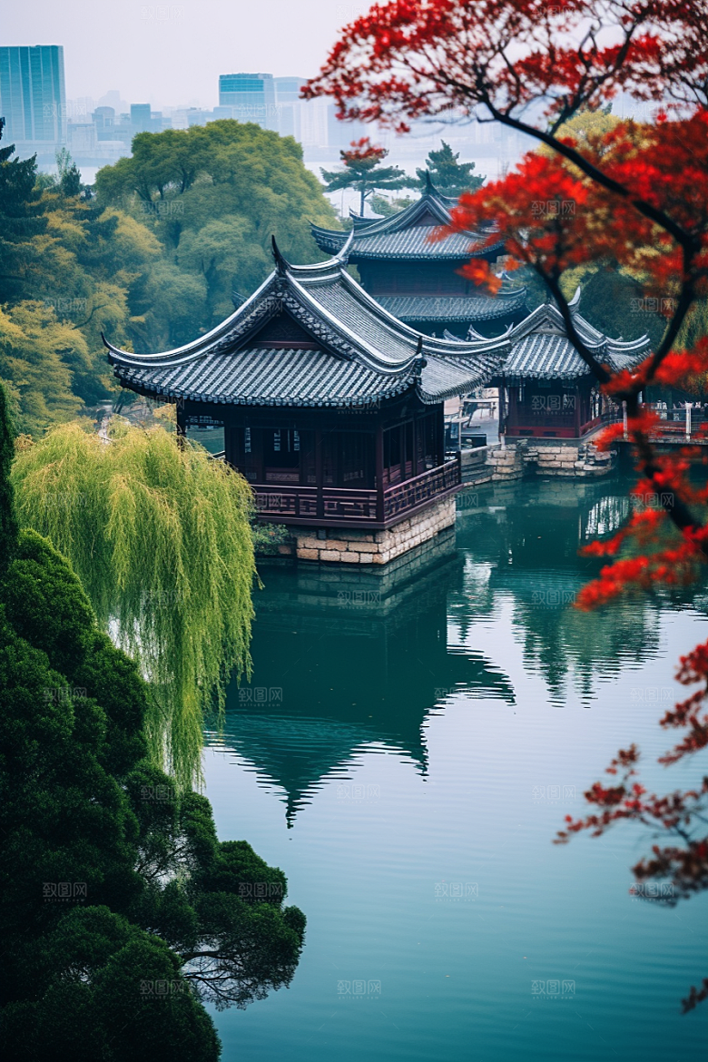 杭州城市风光南宋古都风景摄影图