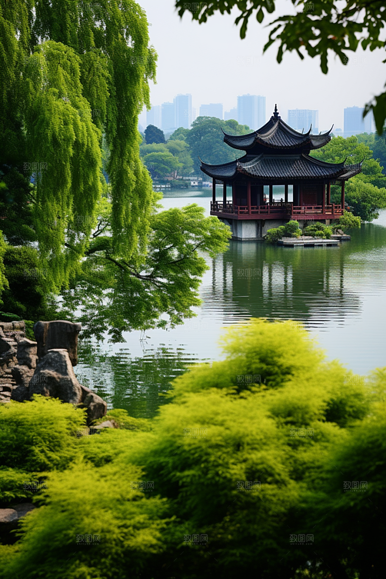 杭州城市风光旅游景色摄影图