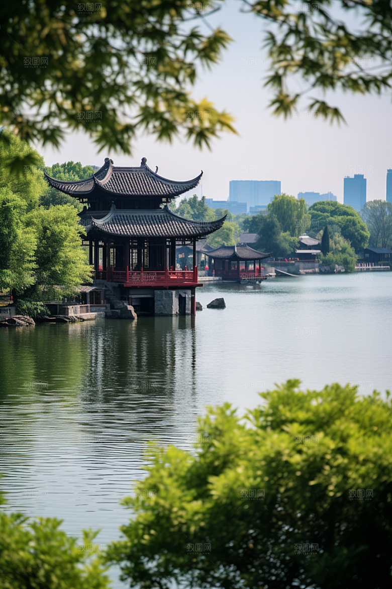 杭州城市风光景点旅游摄影图