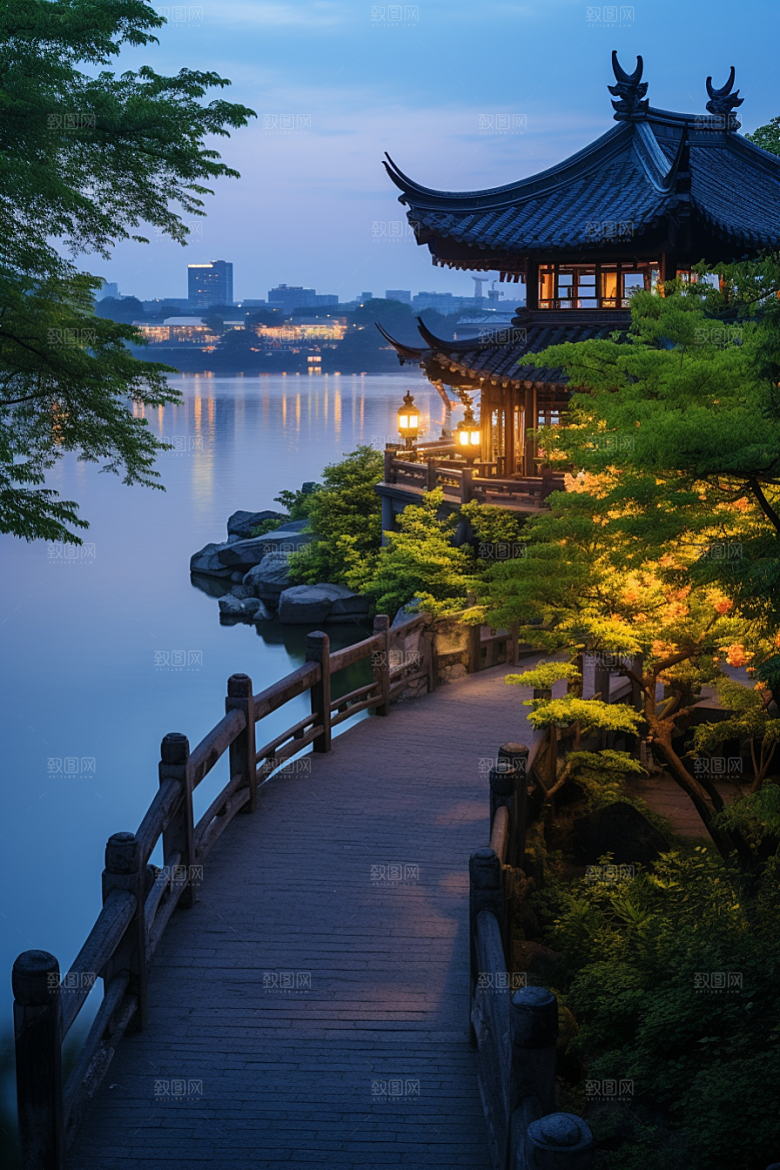 杭州城市风光景点景色摄影图