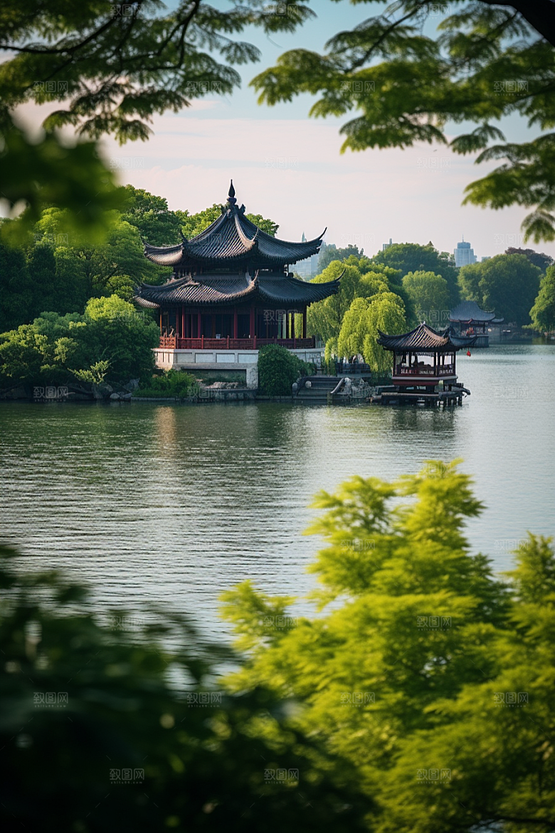 杭州城市风光风景地标摄影图