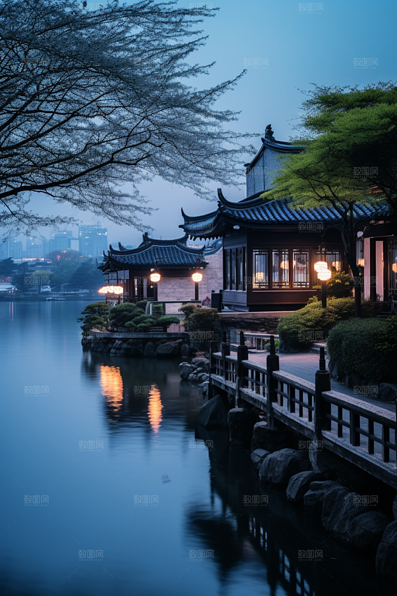 杭州城市风光风景地标摄影图