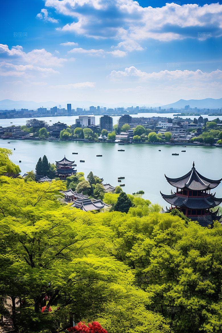 杭州城市风光地标旅行摄影图