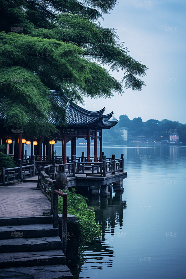 杭州城市风光地标景色摄影图