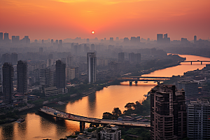 杭州城市风光旅行地标摄影图