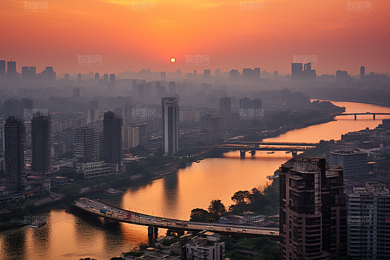 杭州城市风光旅行地标摄影图