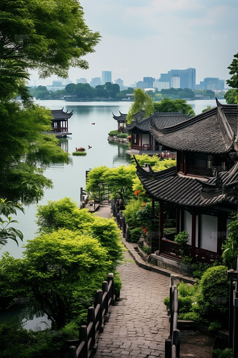 杭州城市风光国内游景色摄影图