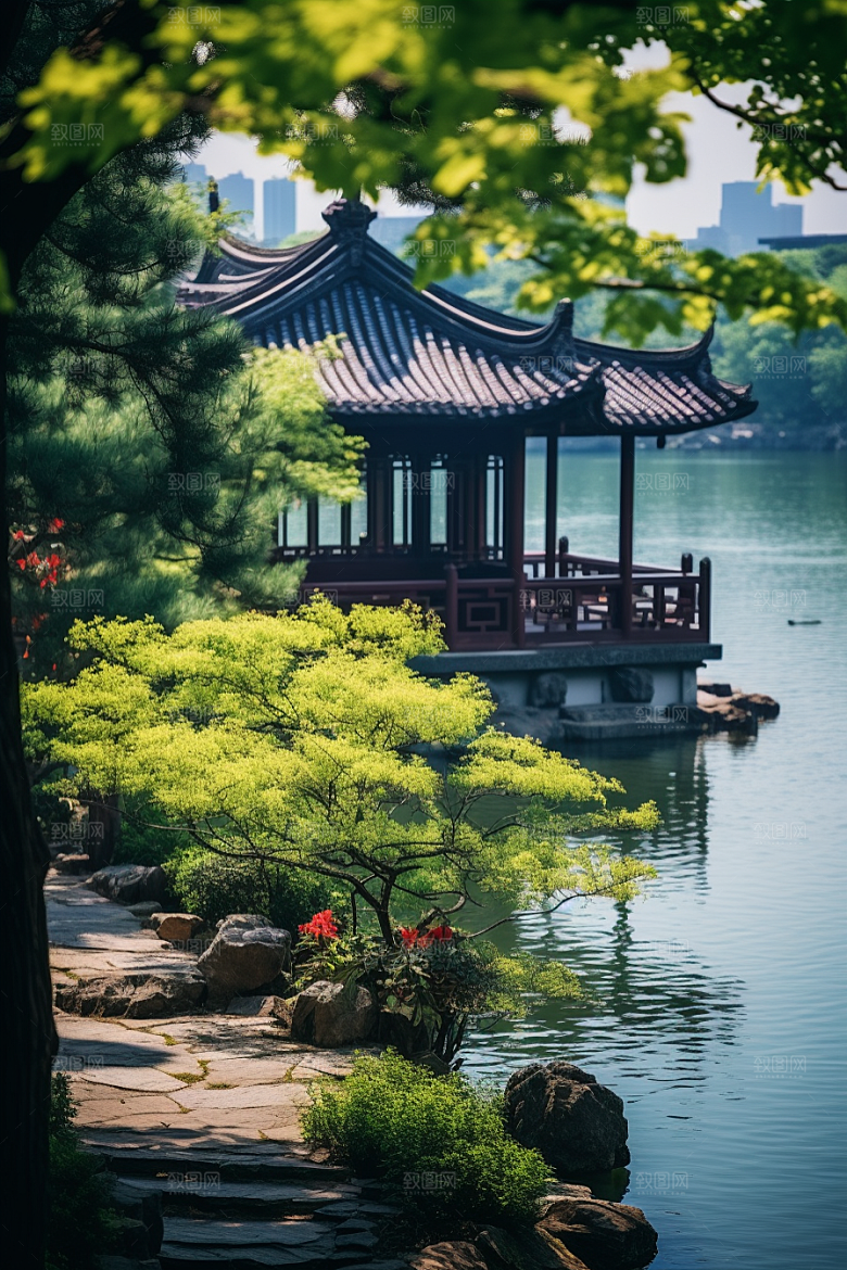 杭州城市风光景点景色摄影图