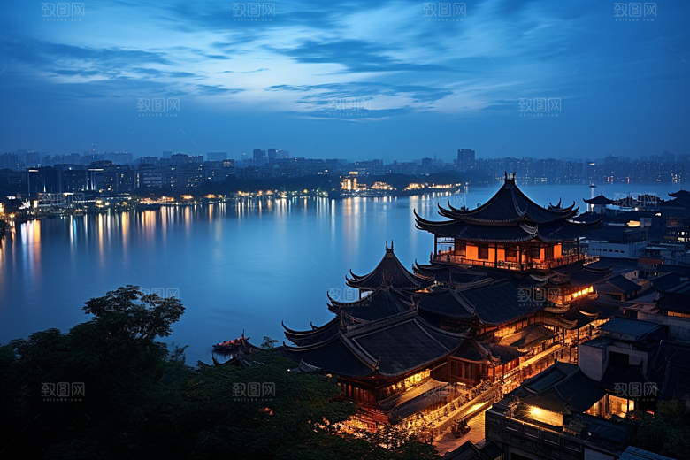 杭州城市风光旅行景点摄影图