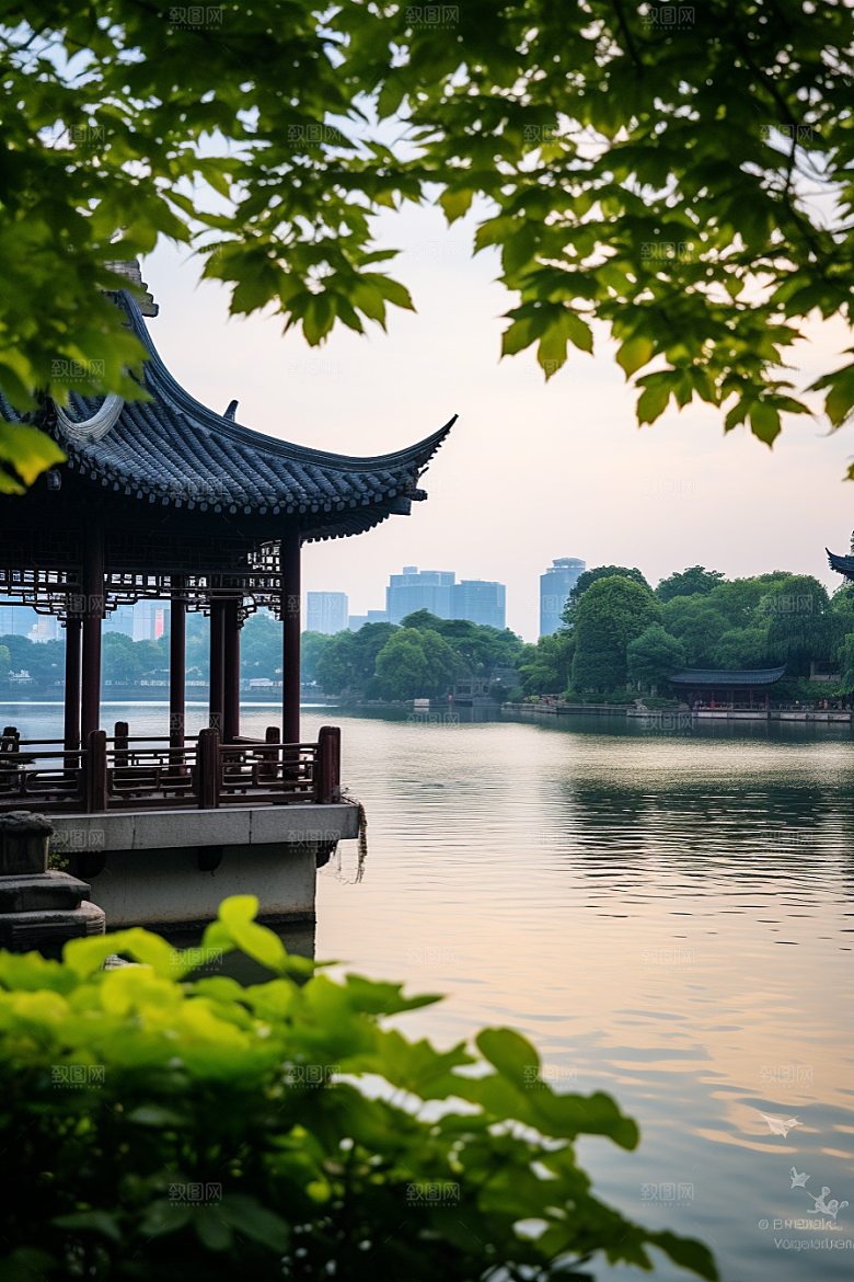 杭州城市风光江南都市摄影图