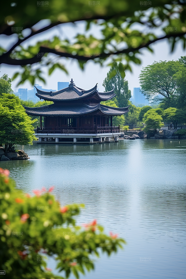 杭州城市风光景点旅行摄影图