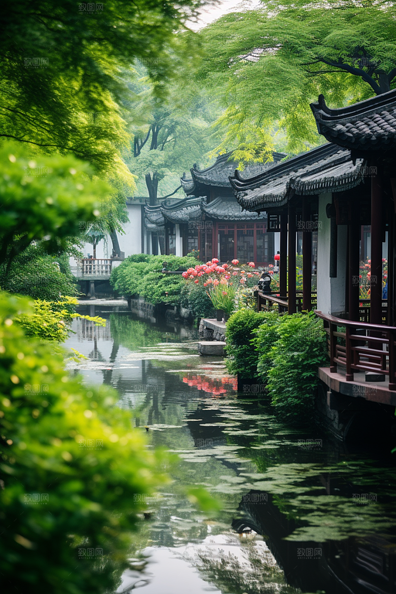 杭州城市风光江南景点摄影图