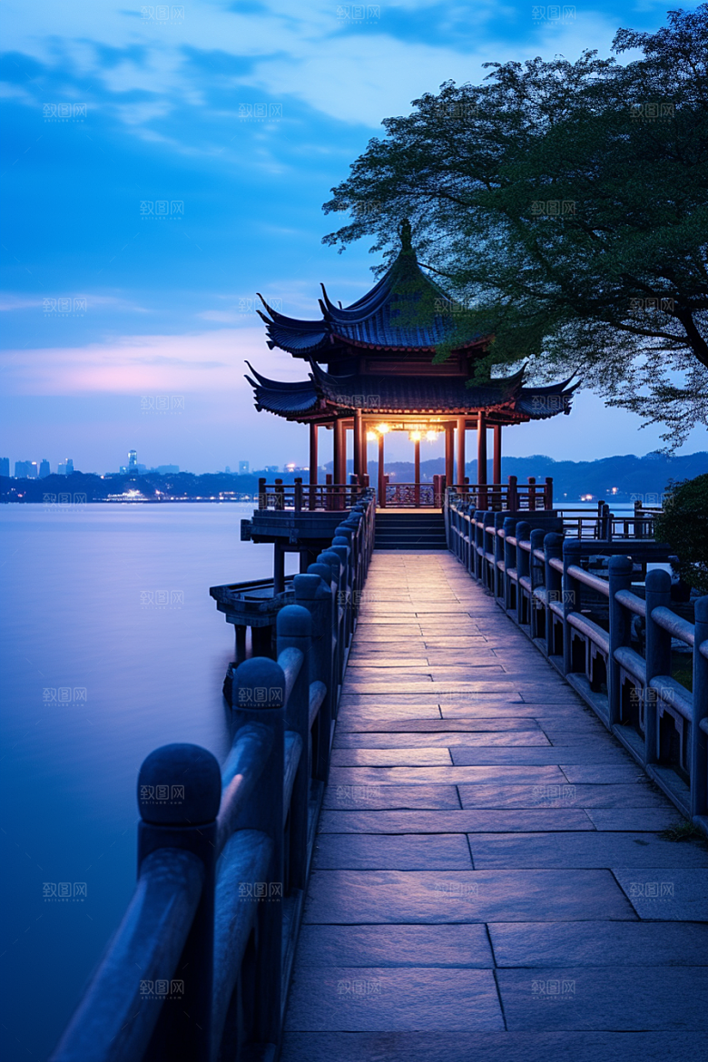 杭州城市风光景色地标摄影图
