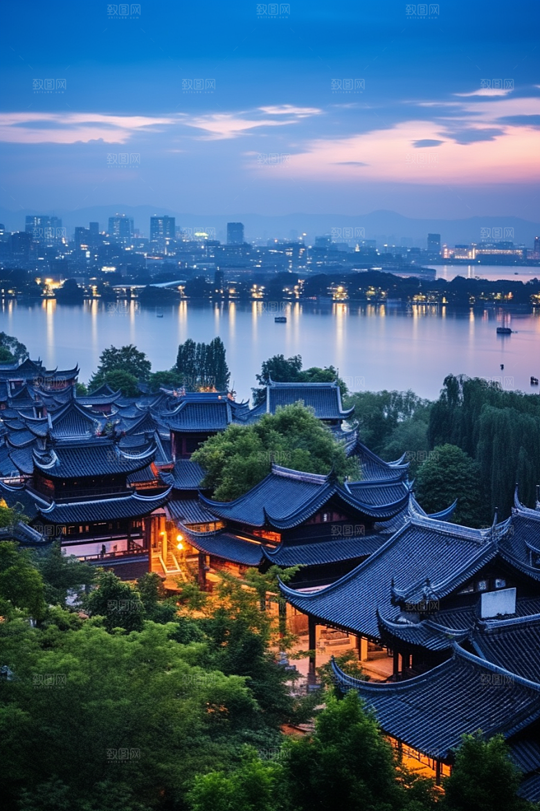 杭州城市风光南宋古都风景摄影图