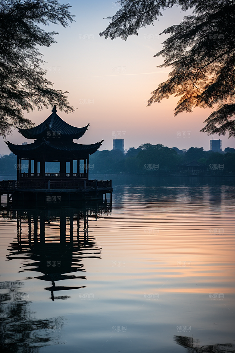 杭州城市风光高清景色摄影图