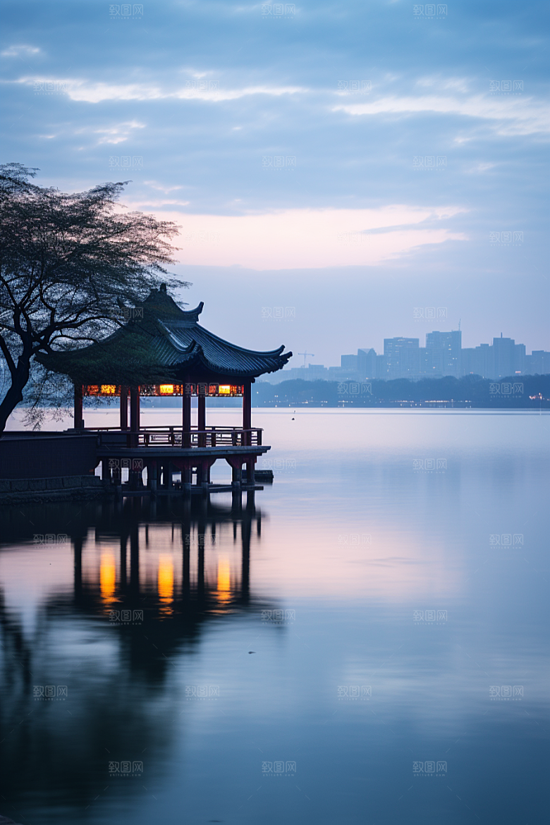 杭州城市风光江南景点摄影图
