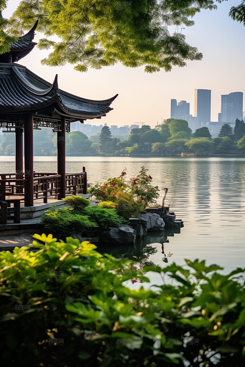 杭州城市风光南宋古都地标摄影图