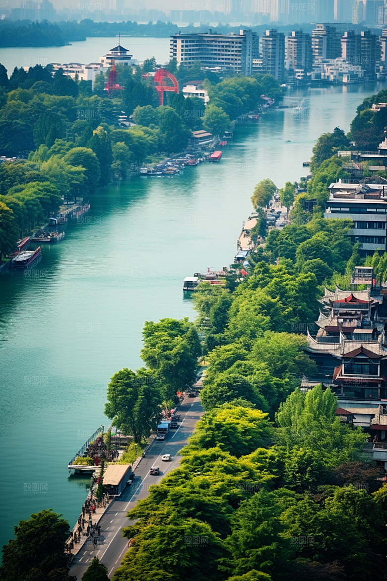 杭州城市风光旅游景点摄影图