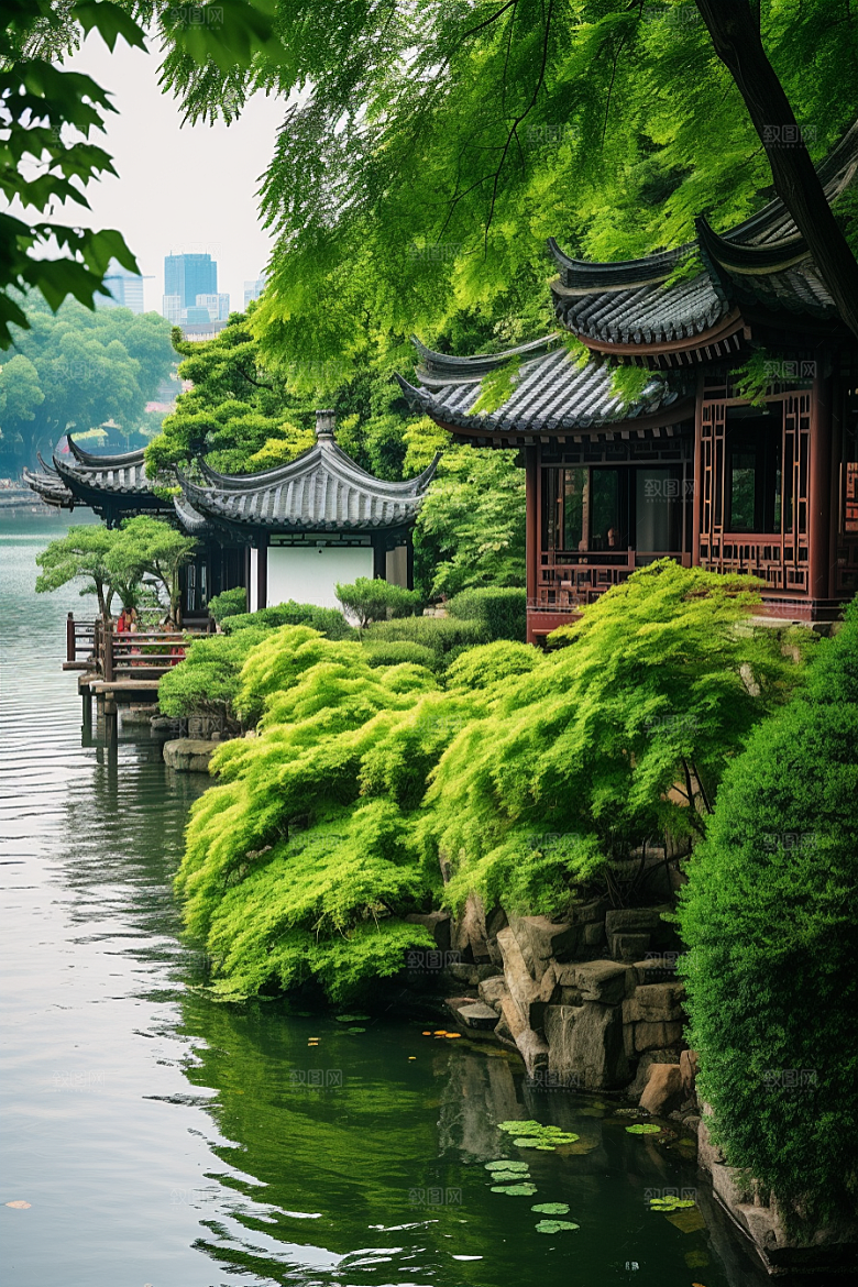 杭州城市风光南宋古都旅行摄影图
