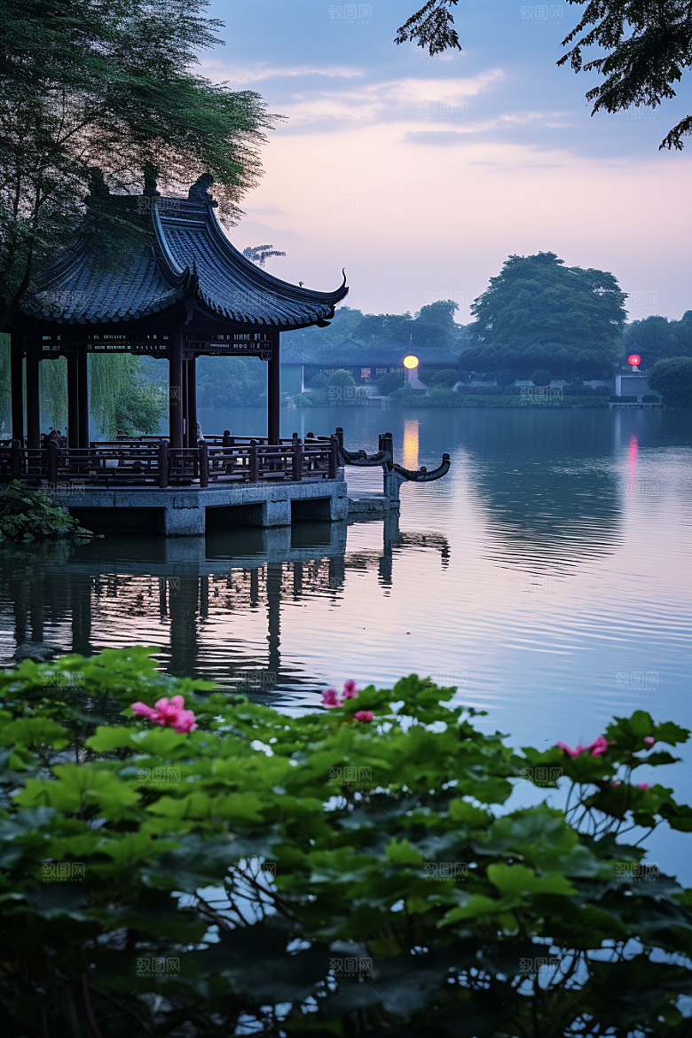 杭州城市风光江南景点摄影图