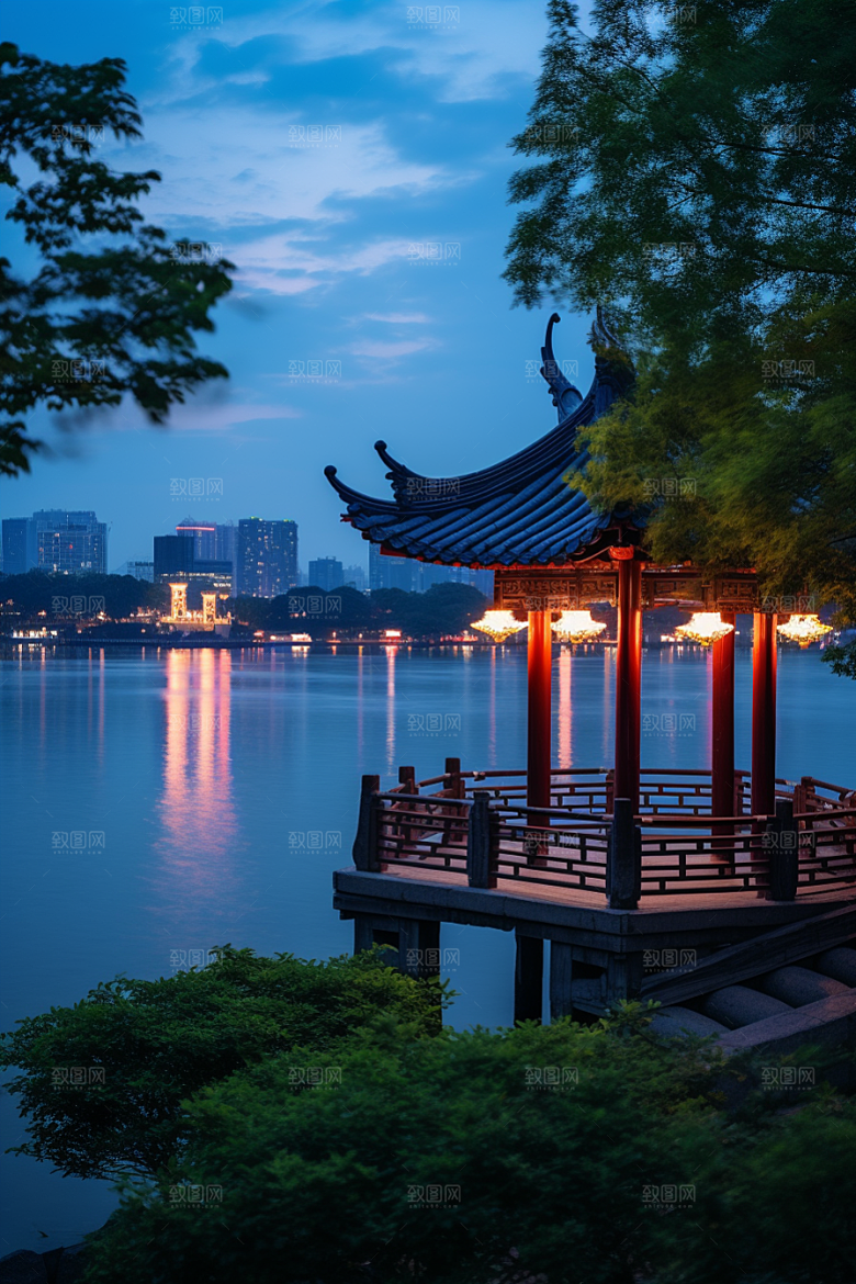 杭州城市风光景点都市摄影图