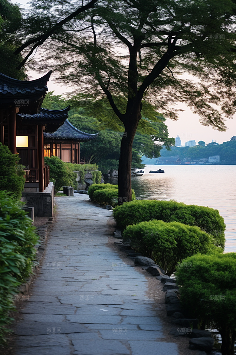 杭州城市风光景点地标摄影图