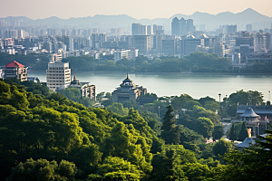 杭州城市风光地标景点摄影图