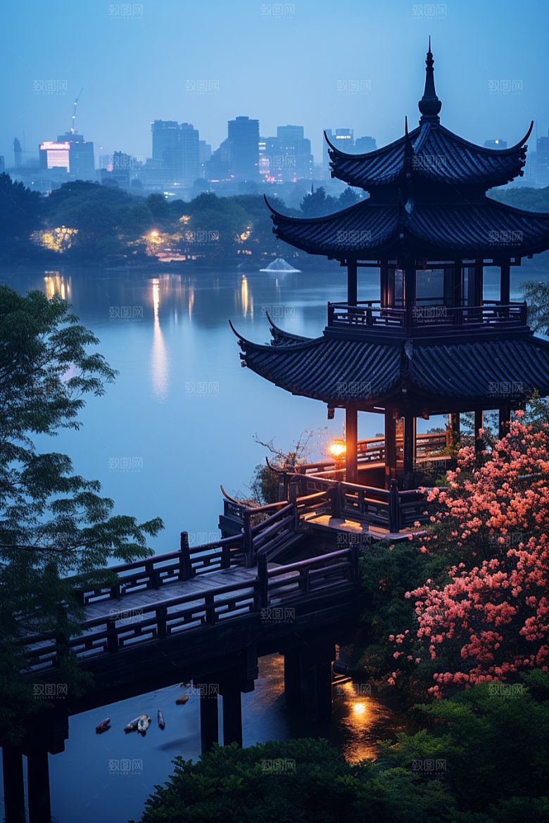 杭州城市风光地标旅游摄影图