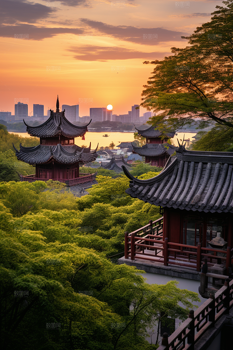 杭州城市风光旅游风景摄影图