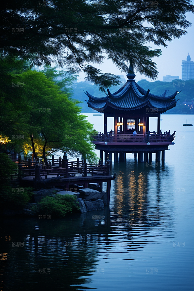 杭州城市风光旅行地标摄影图