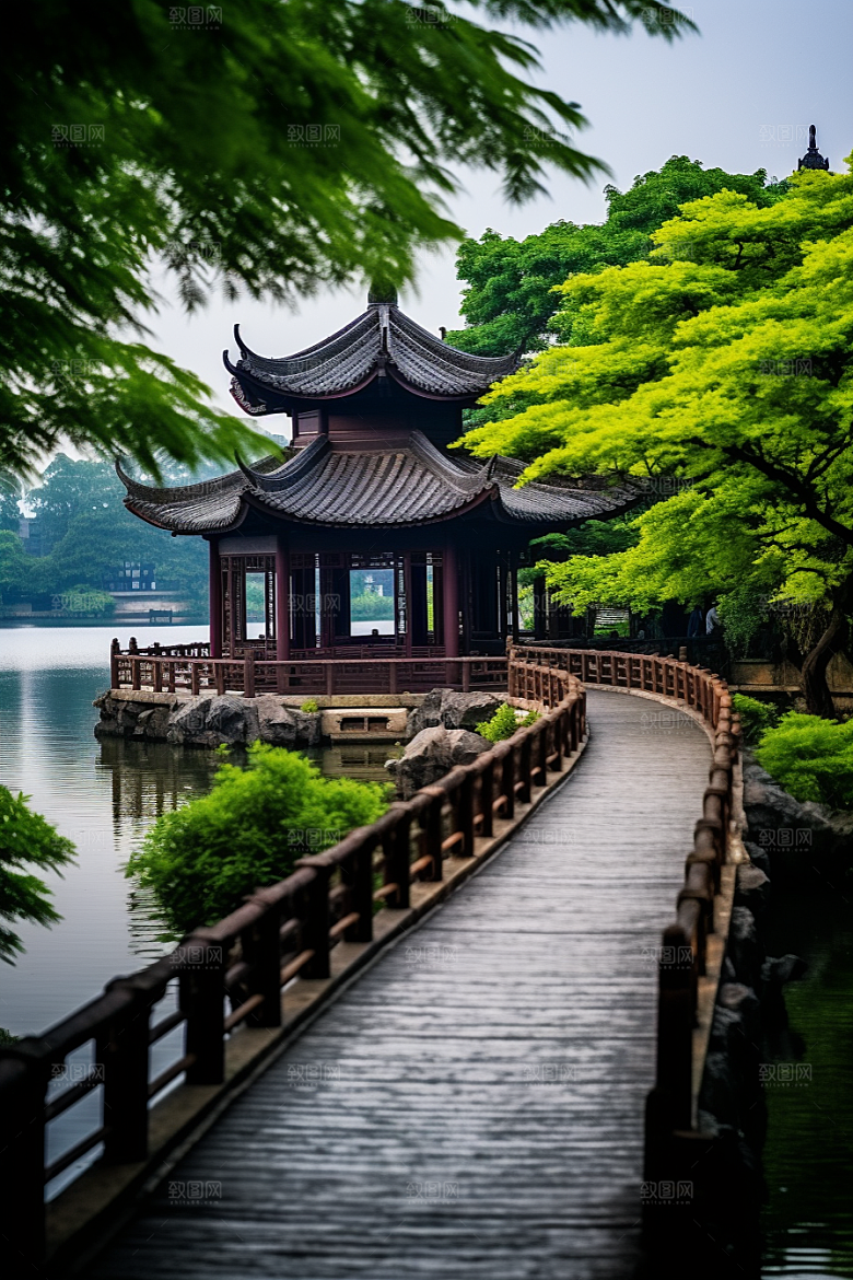 杭州城市风光景点都市摄影图