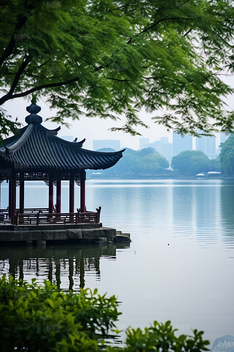 杭州城市风光都市景点摄影图