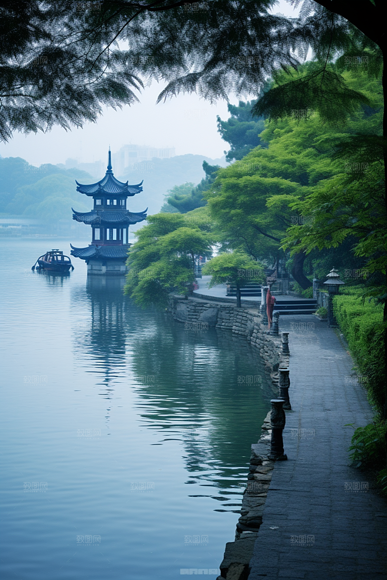 杭州城市风光江南南宋古都摄影图