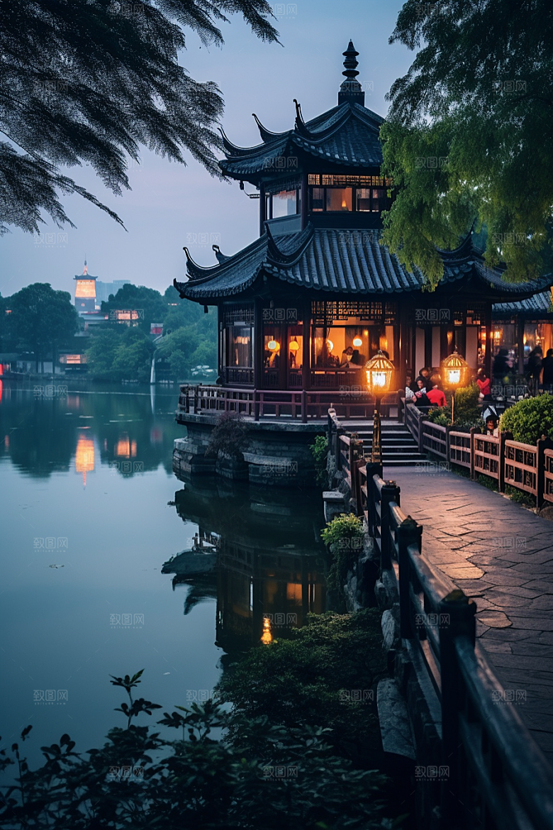 杭州城市风光江南都市摄影图