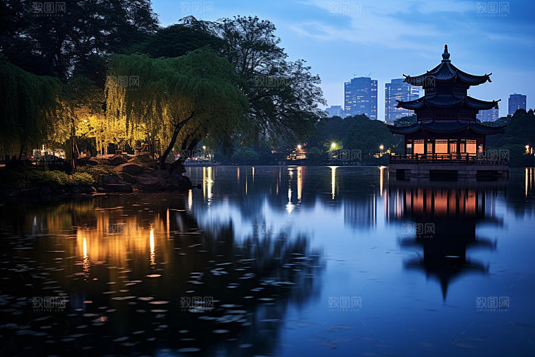 杭州城市风光旅行景色摄影图