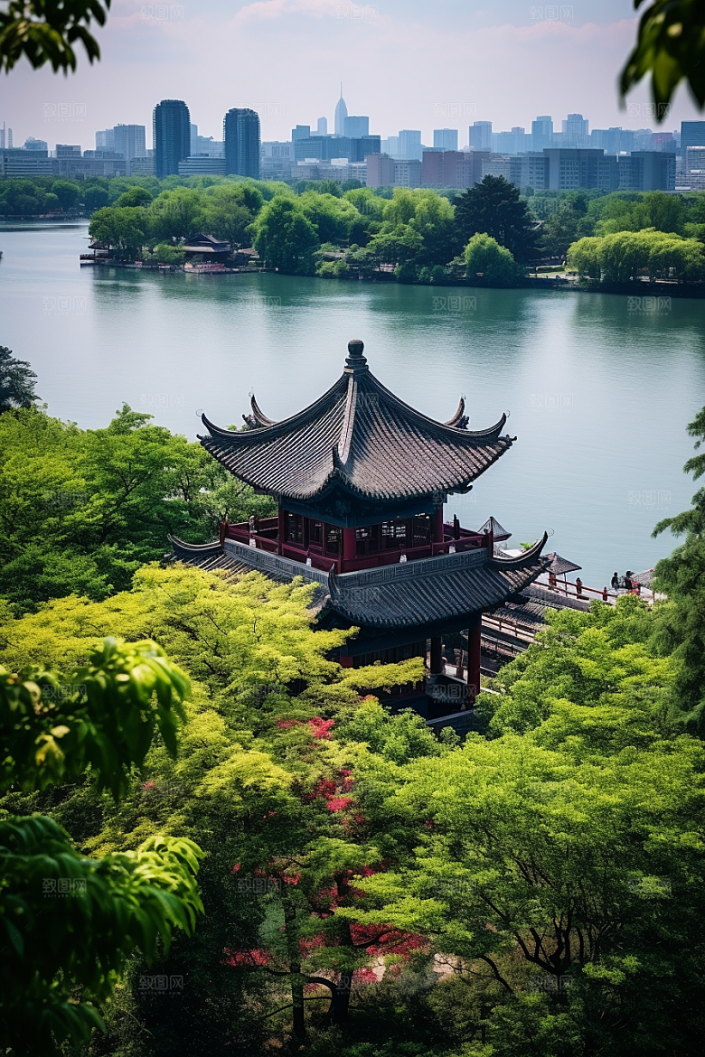 杭州城市风光景点南宋古都摄影图
