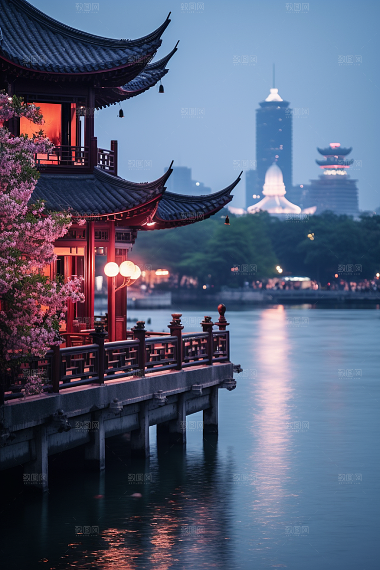 杭州城市风光地标风景摄影图