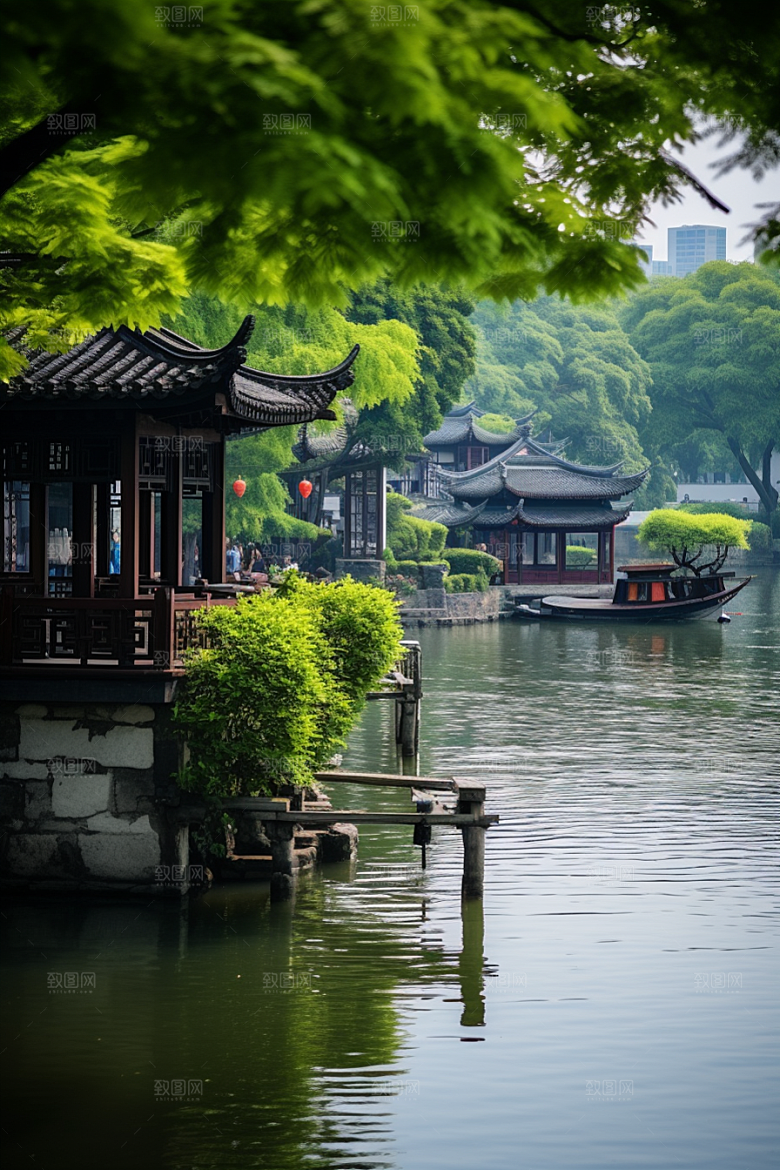 杭州城市风光景点都市摄影图