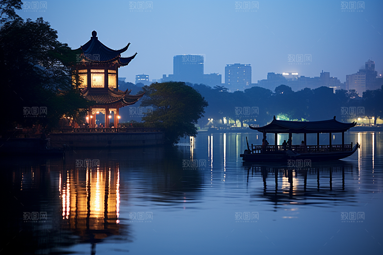 杭州城市风光高清景点摄影图