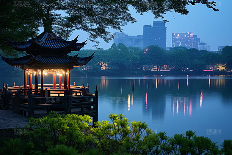 杭州城市风光国内游景点摄影图