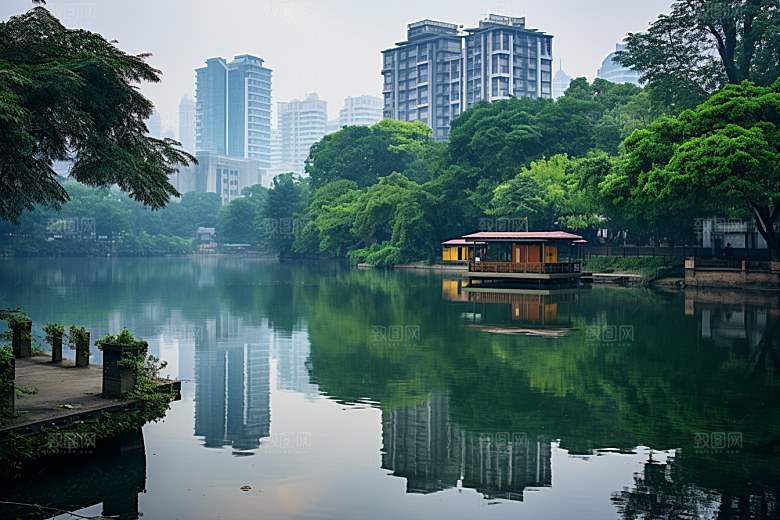 杭州城市风光江南都市摄影图