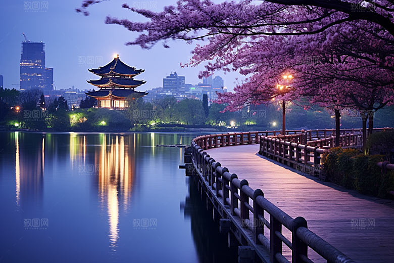 杭州城市风光风景景点摄影图