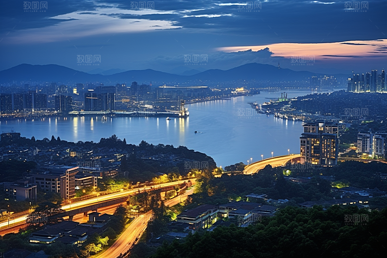 杭州城市风光景色旅行摄影图