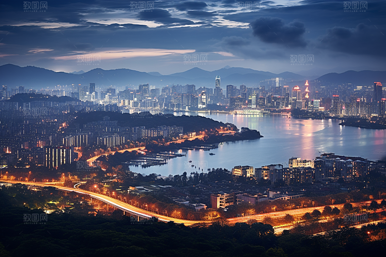 杭州城市风光景点旅游摄影图