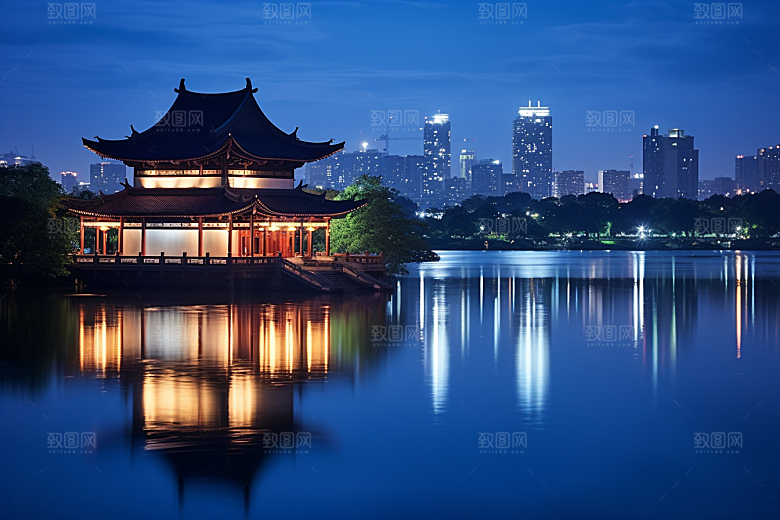 杭州城市风光旅行景色摄影图