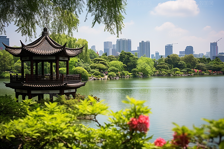 杭州城市风光景色都市摄影图