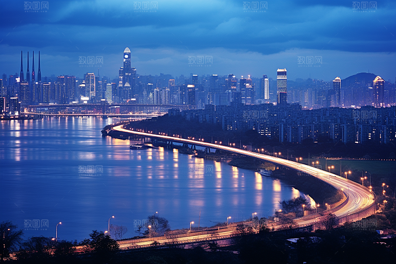 杭州城市风光地标江南摄影图